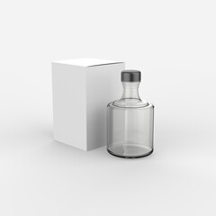 transparent bottle Mockup. Photo-realistic packaging mockup template with sample design. 3d illustration.