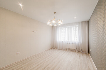 Russia, Moscow- April 19, 2020: interior room apartment modern bright cozy atmosphere. general cleaning, home decoration, preparation of house for sale. empty room with renovation