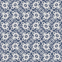 Muurstickers Landelijke stijl Naadloze Franse boerderij linnen bedrukte bloemendamast achtergrond. Provence blauw grijs linnen patroon textuur. Shabby chique stijl geweven achtergrond wazig. Textiel rustiek all-over print
