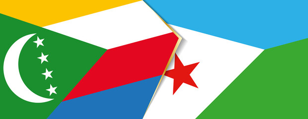Comoros and Djibouti flags, two vector flags.