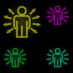employee selection neon color set icon. Simple thin line, outline vector of business organisation icons for ui and ux, website or mobile application