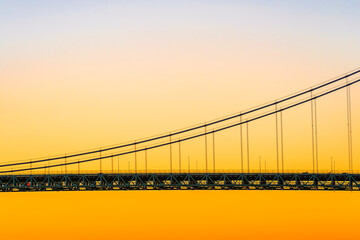 Green bridge during golden sunset