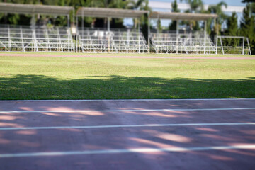 Obraz premium Outdoor track and field stadium with runway