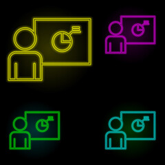 chart presentation neon color set icon. Simple thin line, outline vector of business organisation icons for ui and ux, website or mobile application