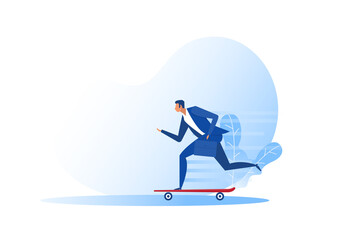 A businessman skateboarding fast business innovation concept vector