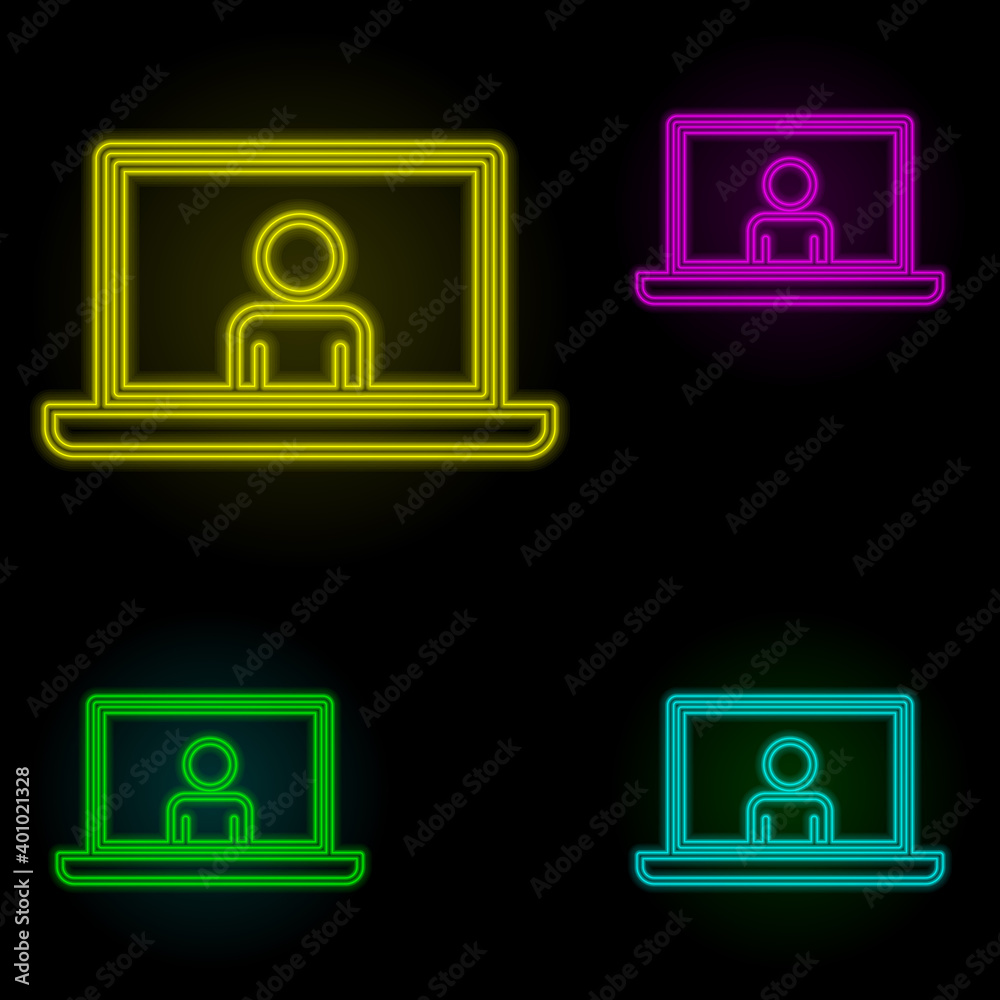 Poster onpresentation neon color set icon. simple thin line, outline vector of business organisation icons 
