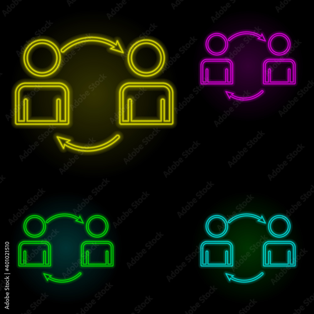 Poster workflow neon color set icon. simple thin line, outline vector of business organisation icons for ui