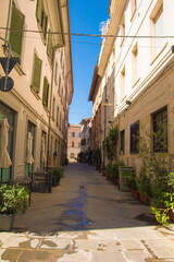 A quiet mainly residential backsteet in the town of Grosseto in Tuscany, Italy
