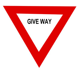 give way traffic sign with white background.