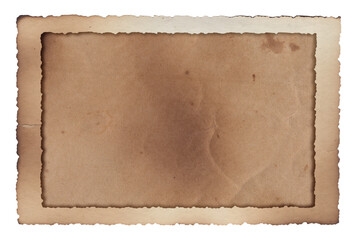 Old vintage frame rough texture retro paper with burned stains and scratches background