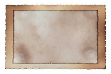 Old vintage frame rough texture retro paper with burned stains and scratches background