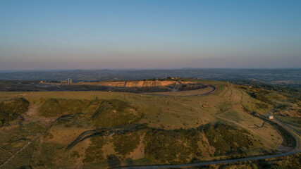 Aerial Sunset over Hills