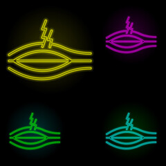 muscle, disease, medical neon color set icon. Simple thin line, outline vector of disease icons for ui and ux, website or mobile application