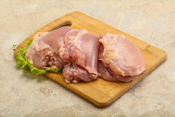 Raw chicken boneless and skinless leg