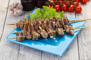 Chicken hearts skewer