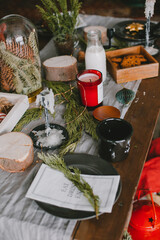 Christmas decor in the interior. christmas table setting