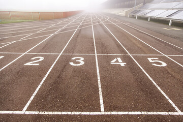 Running track with fog