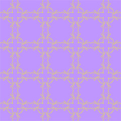 Fototapeta premium Seamless pattern of yellow spiders on a violet background. Abstract creative composition.Geometric spiders ornament. Vector illustration for fabric design, textile print, packaging, scrapbooking, etc.