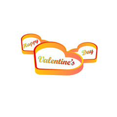 3D colorful love with valentines day png vector design