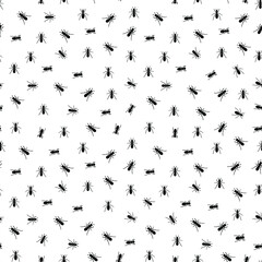 Seamless pattern. Creative design with black ants on a white background. Vector illustration. Insect in black and white concept. Textile pattern, print pattern. Black ants, insect pattern.