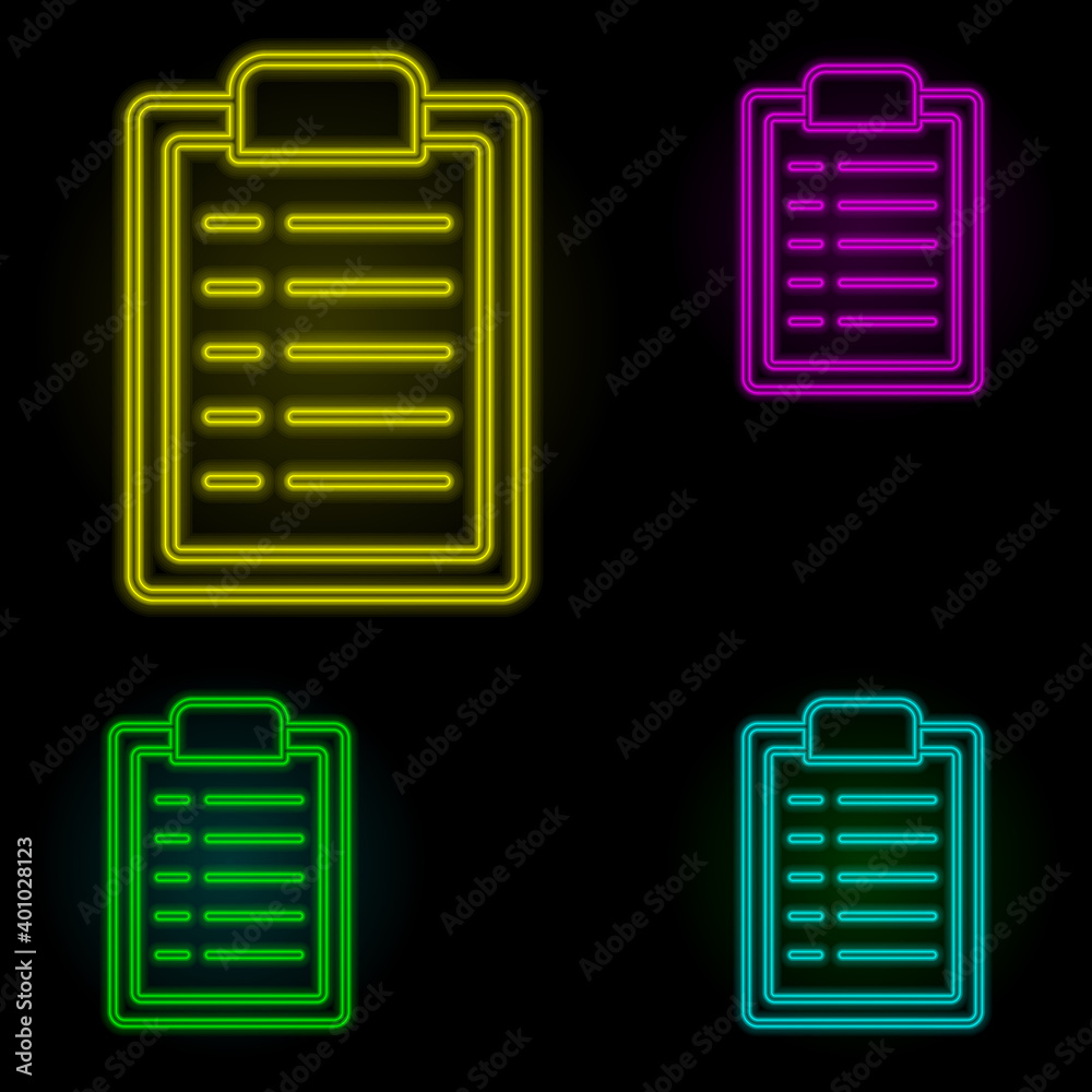 Poster contract neon color set icon. simple thin line, outline vector of global logistics icons for ui and 