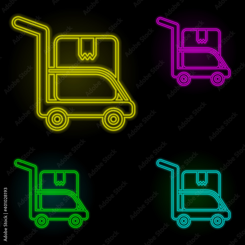 Poster move box neon color set icon. simple thin line, outline vector of global logistics icons for ui and 