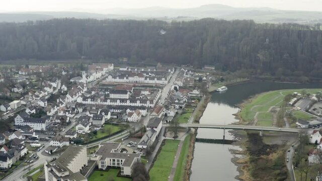 The baroque spa town Bad Karlshafen located on the Weser near Holzminden and Höxter in north Hesse, Germany.