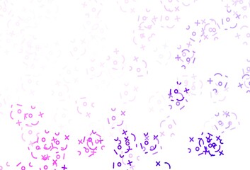 Light Purple, Pink vector pattern with Digit symbols.