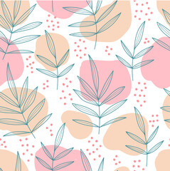 Hand drawn abstract botanical seamless texture. Perfect for children's room textiles, wrapping paper, wallpaper.