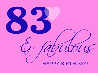 83rd happy birthday card illustration in retro style.