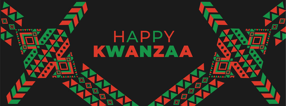 Happy kwanzaa design for social media post banner with african american pattern