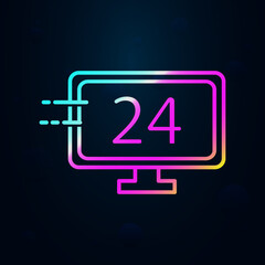 Monitor and 24 nolan icon. Simple thin line, outline vector of speed icons for ui and ux, website or mobile application
