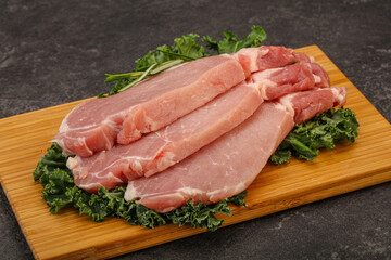 Raw pork steak for cooking