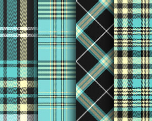 Set of tartan seamless pattern. Checkered Scottish plaid. Striped Christmas print in Scottish style