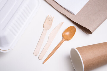Set of disposable table ware, eco friendly