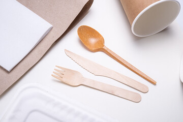 Set of disposable table ware, eco friendly