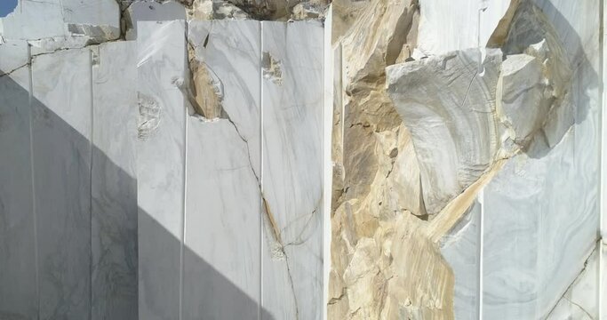Quarry of white marble. Marble blocks site