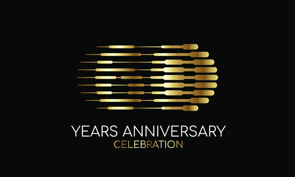 60th anniversary logo formed by parallel lines of different weights in gold and silver for a celebration. Vector