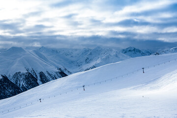 Fototapeta na wymiar Beautiful winter landscape of the Dolomites mountains in northeastern Italy