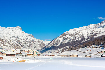 Beautiful winter landscape of the Dolomites mountains in northeastern Italy