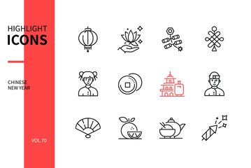 Chinese New Year - line design style icons set