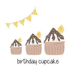 set of cupcakes with icing