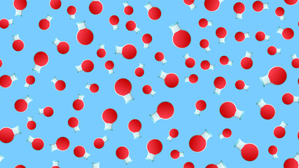 Endless seamless pattern of medical scientific medical supplies laboratory chemical red flasks and flasks on a blue background. illustration