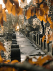 Herbstliche Aufnahme über die historischen Basteibrücke im Nationalpark Sächsische Schweiz....
