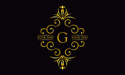 Premium monogram design with letter G. Exquisite gold logo on a dark background for a symbol of business, restaurant, boutique, hotel, jewelry, invitations, menus, labels, fashion.