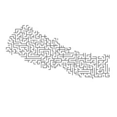 Nepal map from black pattern of the maze grid. Vector illustration.