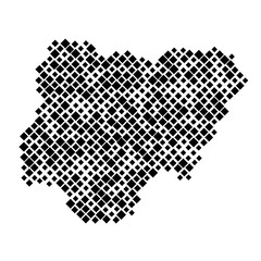 Nigeria map from pattern of black rhombuses of different sizes. Vector illustration.