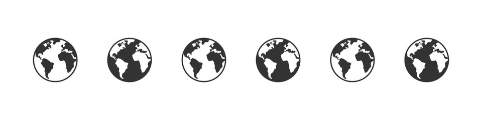 Earth icons. World international earth globe icon set. Linear style. Vector illustration