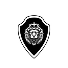Lion face logo emblem template isolated on white background