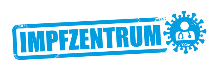 Impfzentrum - Stempel mit deutschem Text und Symbol